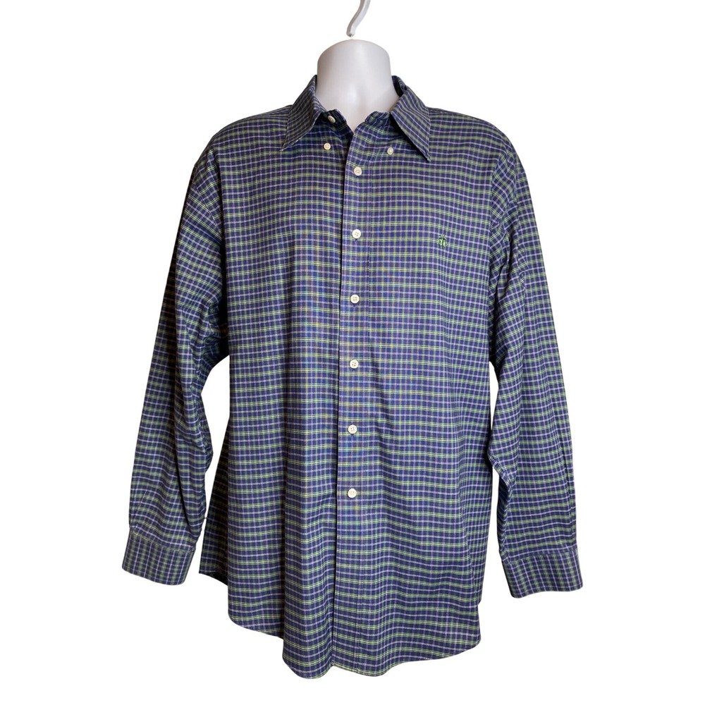 Brooks Brothers Mens Plaid Button Down Shirt Sz XL Non Iron Supima Cotton Preppy